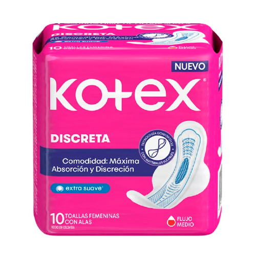 TOALLA FEMENINA KOTEX DISCRETA ULTRA FINA 48X10