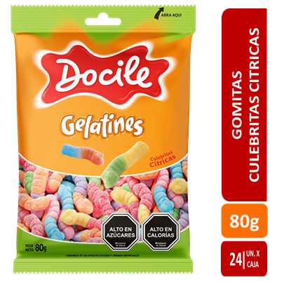 GOMITAS CULEBRITAS FRUTALES DOCILE 24X80G