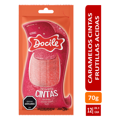 CINTA FRUTILLA ACIDA ROJA DOCILE 12X70G