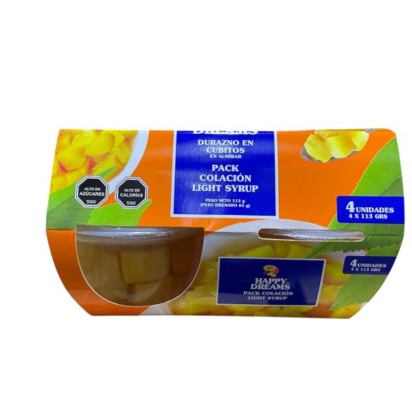 DURAZNOS EN CUBITOS CUP 4x133 GRS. HAPPY DREAMS